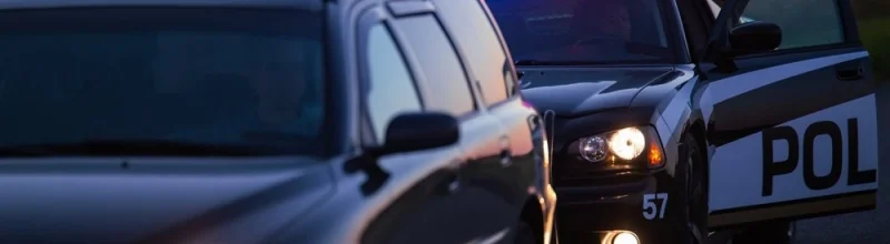 A patrol car pulling over another vehicle